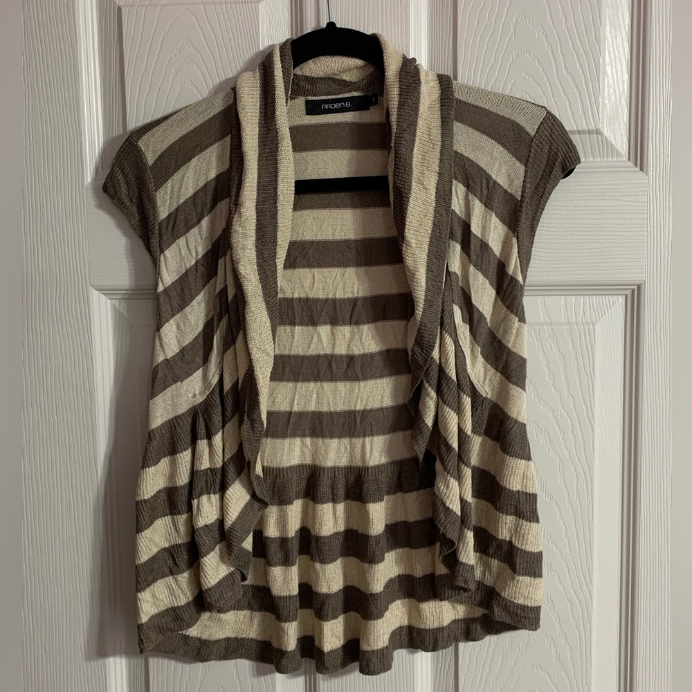 VTG Arden B olive green & cream striped cardigan - small